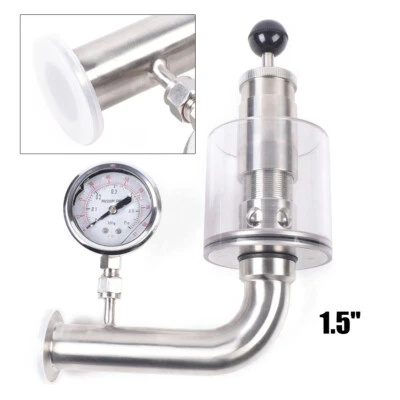 $115.93 • Buy 1.5  Tri Clamp 0.2~2.2ba Bar Vacuum Pressure Relief Valve W/Pressure Gauge USA