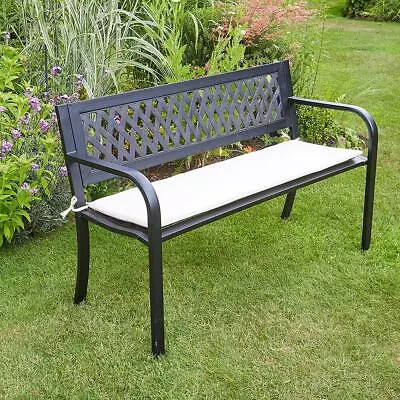 Black Garden Bench Metal 2 Seater Patio Chair Outdoor Seating Ornate Design • £69.99