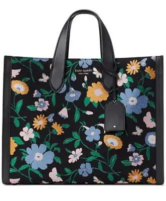 Kate Spade- Manhattan- Large Floral Garden Tote- Black Multi- NWT- $398 • $222.99