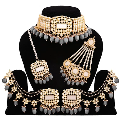 $118.78 • Buy Indian Gold Plated Choker Bridal Wedding Kundan Jewelry Necklace Earrings Set