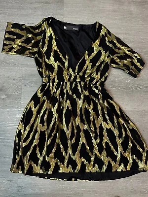 Myne Womens Silk Black And Gold Cocktail Dress Size 0 • $15