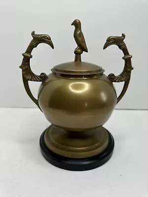 Brass Centerpiece Urn Lid Bird Figure Lid Holder & Peacock Handles • $99.99