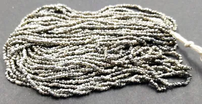 Tiny Micro Antique Metallic Silver Over Black Glass Beads Czech Seed 24bpi 9 Gr • $8