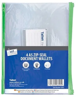 Clear A5 Plastic Wallets Zip Document Wallet Files Folders Filing School Office • £3.39