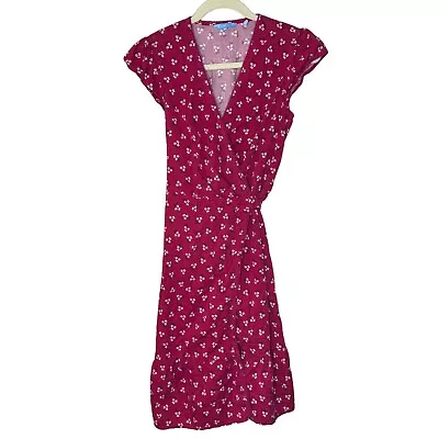 Draper James Magenta Floral Flounce Wrap Dress Size 2 • $30.73