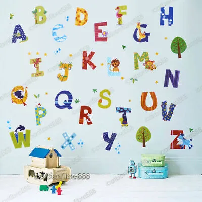 52pcs Animals A-Z Alphabet Letters Wall Stickers Home Decor Kids Nursery Decal • £4.19