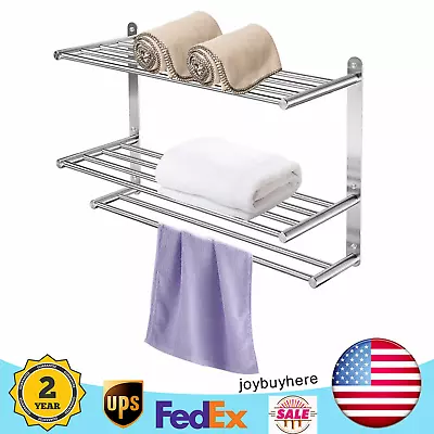 3 Layers Bathroom Wall Mounted Towel Rack Towel Rack For Hotel Stainless Steel • $31.35