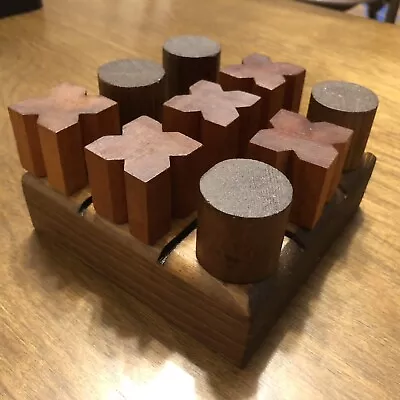 Vintage Hand Made Wooden Tic Tac Toe Game By Cubbyhole Noughts & Crosses Xs & Os • $24