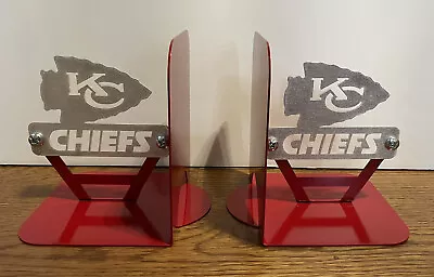 Pair KC Chiefs Kansas City Metal Book Ends NFL Football Sculpture Steel Aluminum • $58