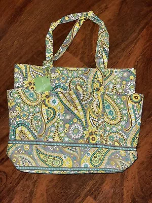 Vera Bradley LEMON PARFAIT GO ROUND TOTE Overnight Travel XL Weekend CarryOn NWT • $77.50