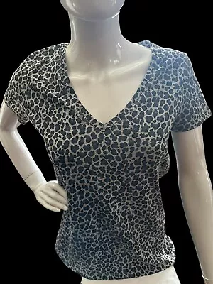 Women’s Merona T-Shirt Top Short Sleeve Gray /Black Leopard Print Size Medium • $10