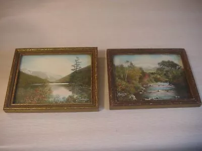 Vintage ( 2 ) Charles Sawyer Hand Colored Photo Echo Lake & Mt. Lafayette Nh • $110