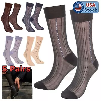 $10.33 • Buy Mens 5-pairs Ultra Thin Soft Breathable Silk Sheer Business Formal Work Socks