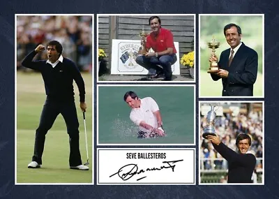 £6.95 • Buy SEVE BALLESTEROS Signed Pre-Print A4 Montage PHOTO Gift Print OPEN GOLF