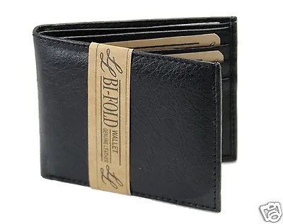 New Mens Bifold Genuine Leather Wallet Multi Credit Card ID License Slim Black • $8.45