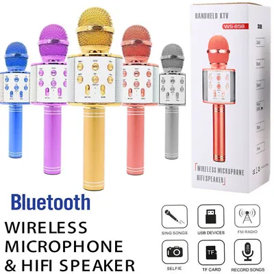 Wireless Bluetooth Karaoke Microphone Speaker Handheld KTV Player Singing Mic • £7.45