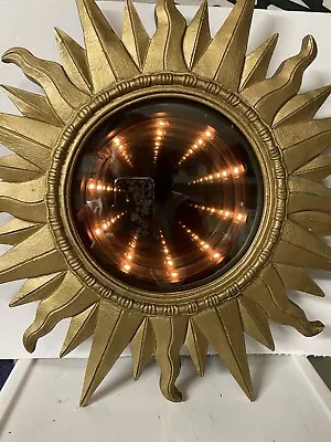 Stunning Gold Luxe Sunburst Sun Star Infinity Mirror Lamp Rare • $518