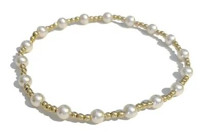 Enewton Gold-filled Pearl Sincerity Pattern 4mm Bead Stretch Stack Bracelet New • $38