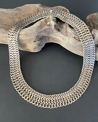 Vintage Mexico Taxco Sterling Silver Chain Mail Link Choker Necklace • $385