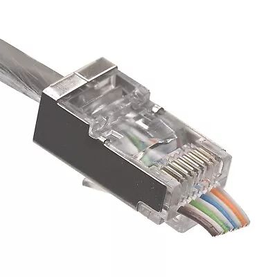 50X RJ45 Shielded Pass Through CAT6 Connector Modular Plug CAT5 Network Ethernet • $12.60