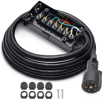 MICTUNING 8ft 7 Way Plug Trailer Cord Inline Junction Box Wire Harness Extension • $36.54