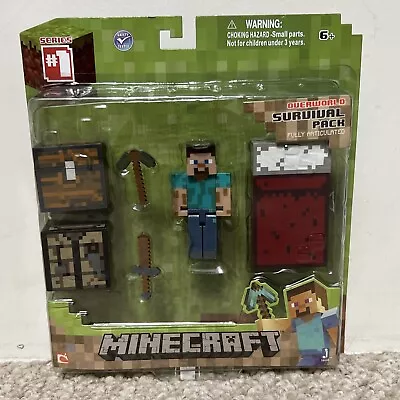 Minecraft Overworld Survival Pack Steve Series 1 Fully Articulated + Accessories • $19