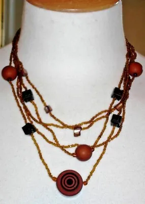  Cute Multi Strand Beaded Fashion Necklace - Brown- 'My Last Rolo' • £8.99