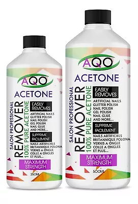 £8.99 • Buy AQO 100% Pure Acetone Superior Quality Nail Polish Remover UV/LED GEL