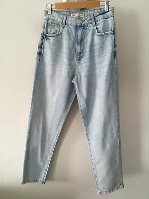 ZARA  Light Wash  High Waist  Mom Style   Stretch  Denim  Ankle Jeans  Size 10 • £9.50