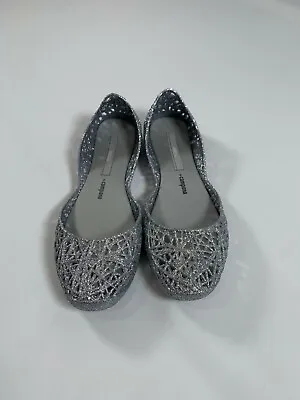 Womens Melissa Silver Campana Zig Zag Flats NEW! NIB • $39.99