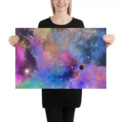 Original Space Art With Nebula  Museum-quality Poster; Stars And Planet • $18.99