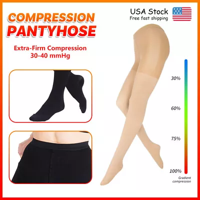 Women Men Compression Pantyhose Graduated Varicose Anti Fatigue Prevent Stocking • $30.55