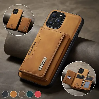 Detachable Magnetic Iphone 15 Pro Max Leather Case Wallet Cover Credit Card Slot • $14.09