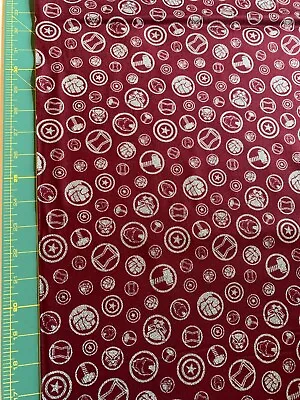 $6 • Buy Marvel’s Avengers Icons Dark Red BTHY Cotton Fabric By Camelot