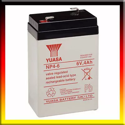 Yuasa NP4-6 Lead Acid Rechargeable Battery 6V - 4Ah NP4-6 NP4.5-6 6v 4.5Ah • £17.05