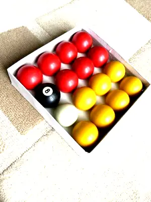 £12 • Buy 16 Regular Ball Billiards Pool Set Red & Yellow Full Size Boxed