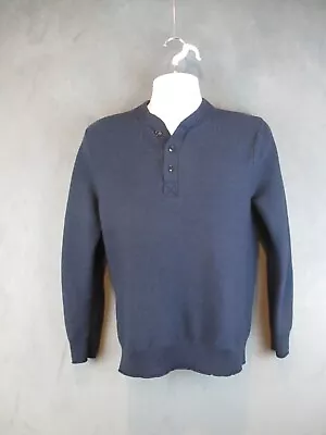 Bonobos Sweater Mens Large Blue Henley 100% Extra Fine Merino Wool Long Sleeve • $24.95