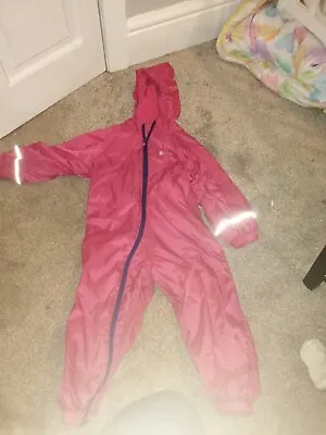 £8 • Buy Mountain Warehouse Pink Fleece Lined Puddlesuit Splashsuit All In One 2-3