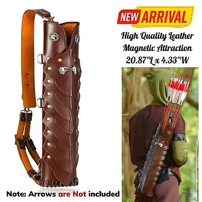 Leather Shoulder Back Arrow Quiver Holder Medieval For Target Shooting Hunting • $266.66