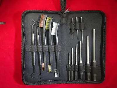 M&J Tools 14 PC. Gunsmith Roll Pin Punch Set Cleaning Brushes Picks And Case • $21