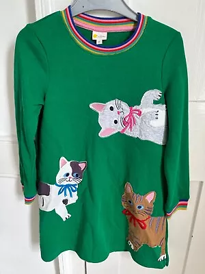 Mini Boden Kids' Cats Applique Sweatshirt Dress Highland Green • £12.99