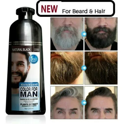 500ML Black Hair Color Shampoo For Gray Hair - Instant Herbal Hair Dye Shampoo • £10.25