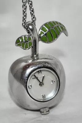 Marc By Marc Jacobs Silver Apple Pendant Watch MOP Dial Enamel Leaves MBM7000 • $48