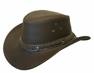£19.75 • Buy Leather Hat Aussie Bush Style Classic Western Outback