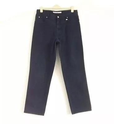 Vintage YSL Saint Laurent Navy Blue Heavy Wide Leg Jeans Size 36 • £39.99