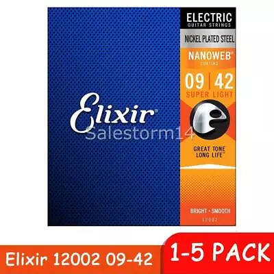 Elixir 12002 Electric Guitar Strings Set Nanoweb Super Light 9-42 Nickel Steel I • $14.97