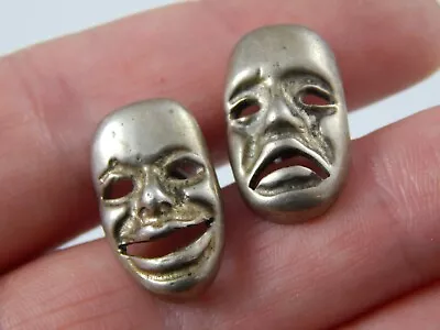 £34.44 • Buy Vtg Pair Of Sterling Silver 925 Theatre Comedy And Tragedy Mask Cufflinks BT-24s