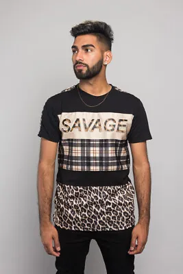 Victorious Men's Casual 3D Savage Design Leopard Print Block T-Shirt TS7286 • $17.95