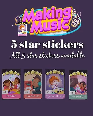 Monopoly Go 5 Star Stickers:-fast Deliv(read Description)5 Star Stickers • $5