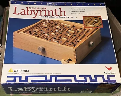 Cardinal Labyrinth Maze Game Wooden Oak Puzzle Board 1997 Vintage With Box • $24.99